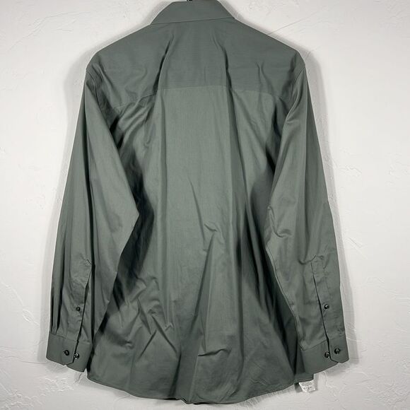 🔥 KENNETH COLE New York Cotton Gray Pinstriped LS Button Shirt Sz M - PERFECT - Picture 6 of 10